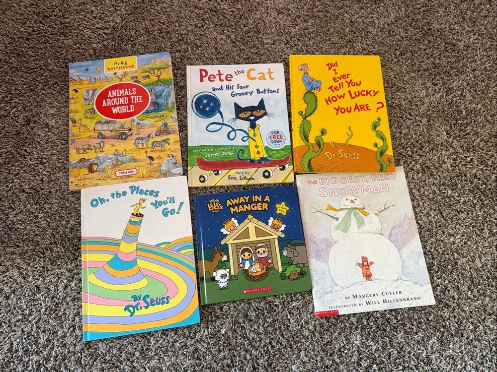 6 kids books Pete the Cat, Dr Seuss and others